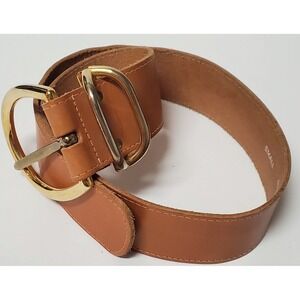Accessories by Pearl Belt S Carmel Wide Leather USA Gold Oversized Buckle Prong
